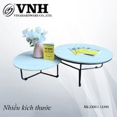 Bàn sofa tròn, sơn đen, mặt đá Marble Vinahardware -VNH234503B