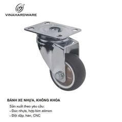 Bánh xe nhựa đế vuông, không khóa, màu xám Vinahardware - CT050X