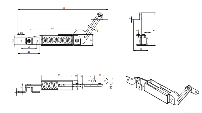 Tay nâng cửa tủ đứng, xikel - LD938X