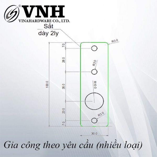 Pat (bas) sắt 100x30x2mm, hàng phôi - VNH1003002