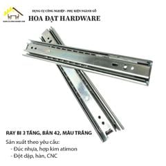 Ray bi 3 tầng, bản 42, màu trắng KP ngăn hộc kéo