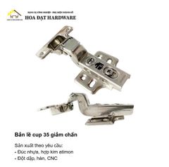 Bản lề cup 35 giảm chấn, đế cố định, inox 304 Hammered - H0022A