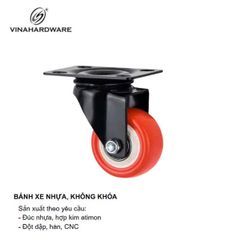 Bánh xe nhựa, không khóa, màu cam - CT4056KK