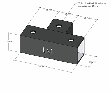 Pat (bas) sắt, sơn đen mờ Vinahardware - VNH69352B