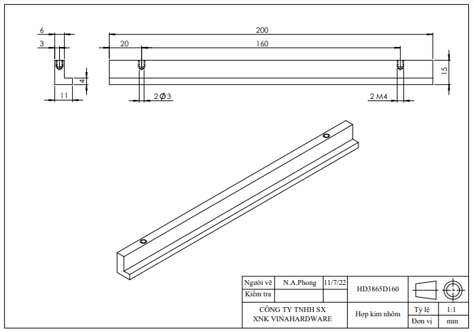 Tay nắm chữ T, màu nhôm-HD3865D64