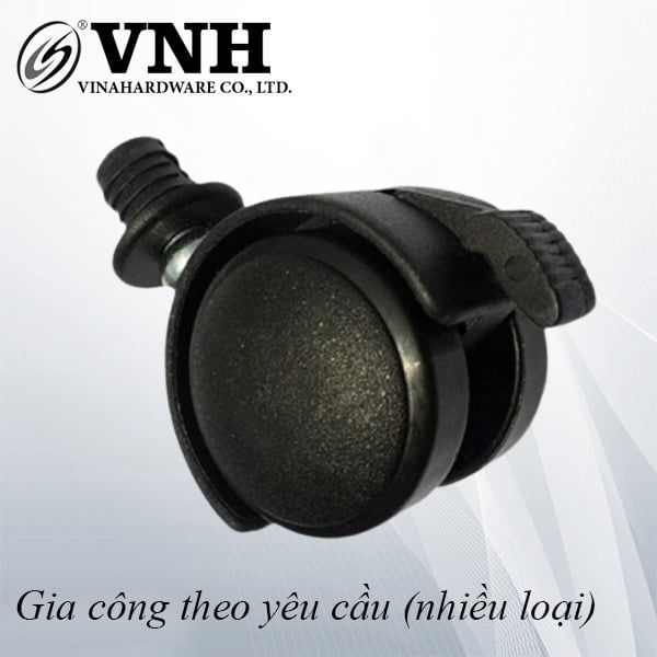 Bánh xe nhựa phi 40mm, loại ty trơn, không khóa màu đen, kèm nút nhựa Vinahardware -CH8247KK