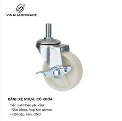 Bánh xe nhựa, có khóa, màu trắng Vinahardware - CT5035CK