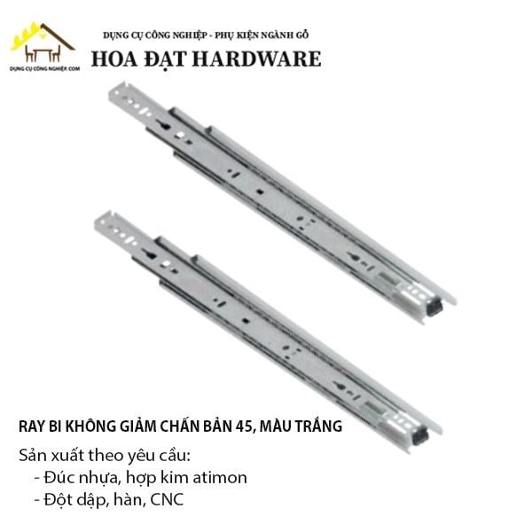 Ray bi 3 tầng không giảm chấn, bản 45, màu trắng Ivan ngăn hộc kéo