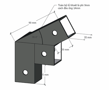 Pat (bas) sắt, sơn đen mờ Vinahardware - VNH69352B