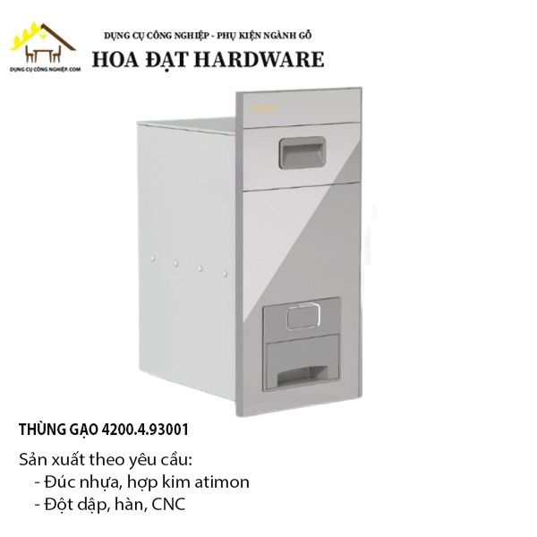 Thùng gạo mặt gương nút nhấn màu bạc - VNH300S