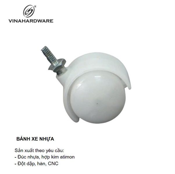 Bánh xe nhựa, loại tyren, có khóa, màu trắng trong Vinahardware - CT50817CK