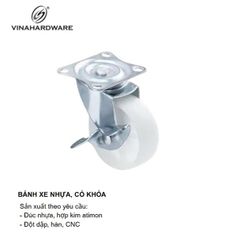 Bánh xe nhựa, có khóa, màu trắng Vinahardware - CT80CK