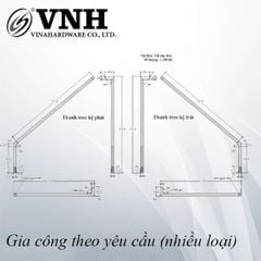 Thanh treo kệ 178x59x222x6mm, sơn đen - VNH17859222T