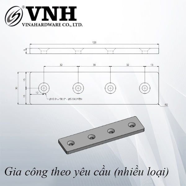 Pat (bas) sắt 120x30x5mm - VNH1203005B