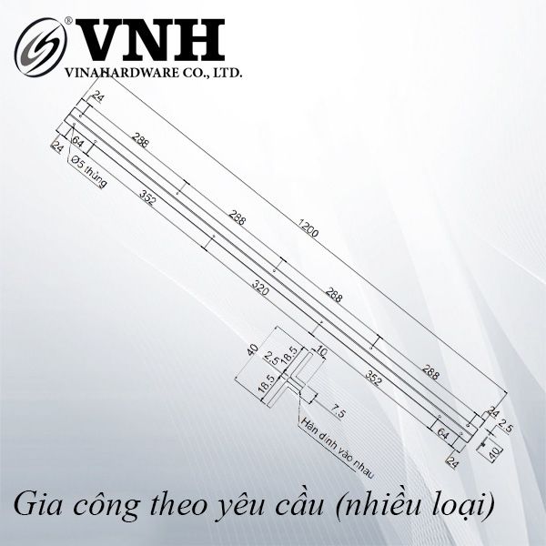 Thanh sắt, sơn đen tĩnh điện - VNH12004025B
