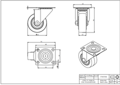 Bánh xe tủ đế bằng, không khóa Vinahardware - CT06525KK