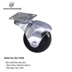 Bánh xe cầu tròn, loại đế vuông, không khóa, màu trắng Vinahardware - CT6040KK