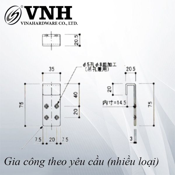 Pat (bas) móc treo, xi trắng xanh - VNH7535205