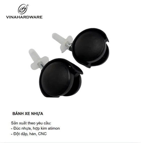 Bánh xe nhựa, loại tyren trơn, không khóa, màu đen Vinahardware - CT8238
