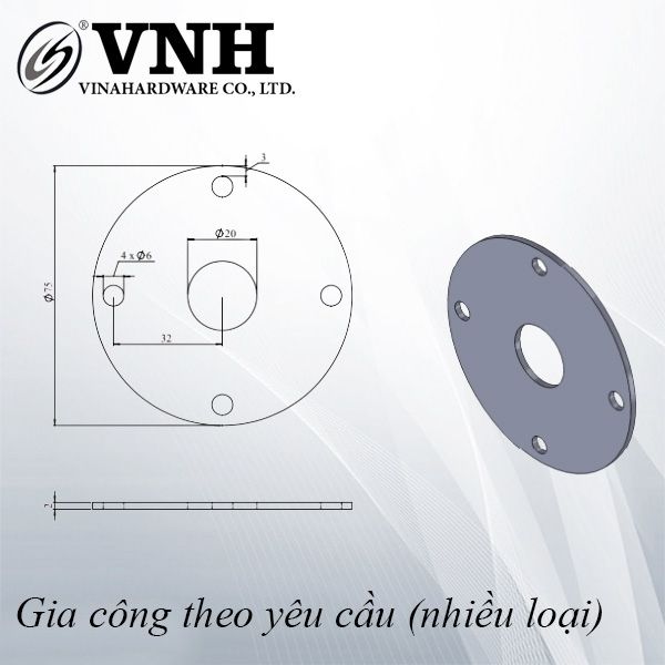 Pat (bas) sắt tròn, hàng phôi - VNH75202P