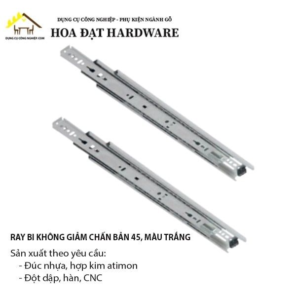 Ray bi 3 tầng không giảm chấn, bản 45, màu trắng KP ngăn hộc kéo