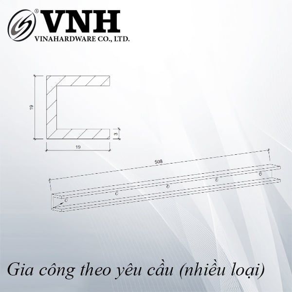Thanh sắt chữ U, sơn đen tĩnh điện - VNH5081903B