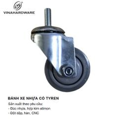 Bánh xe nhựa có tyren, màu xám Vinahardware - CT751230CK