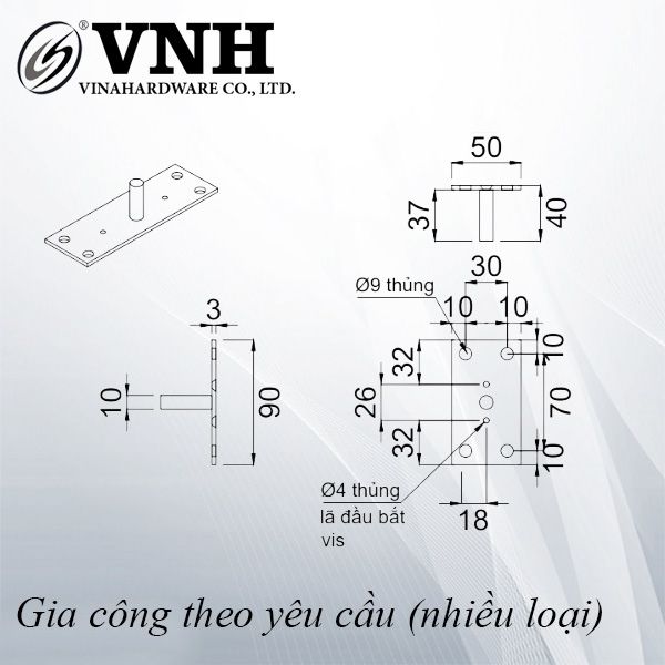 Pat (bas) sắt, sơn đen tĩnh điện - VNH10903B