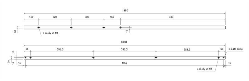 Thanh sắt, sơn đen mờ Vinahardware - VNH203550B