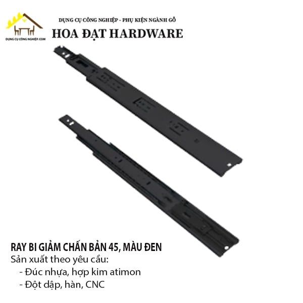 Ray bi 3 tầng giảm chấn, bản 45mm, màu đen Cariny ngăn hộc kéo