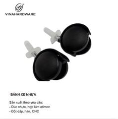 Bánh xe nhựa, loại tyren trơn, không khóa, màu đen Vinahardware - CT8238