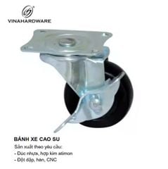 Bánh xe cao su đế bằng, có khóa Vinahardware - CT1013CK