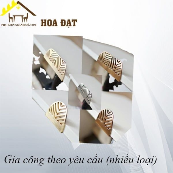 Tay nắm dài hình lá, hợp kim mạ màu vàng đồng Vinahardware - HD175D118V