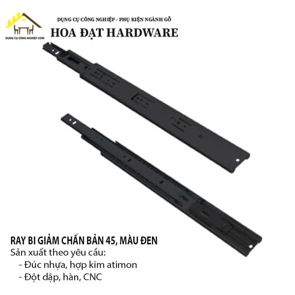 Ray bi 3 tầng giảm chấn, bản 45mm, màu đen Hafele ngăn hộc kéo