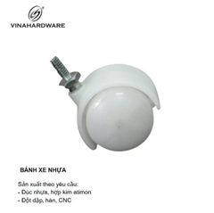 Bánh Xe Nhựa Trắng Ty Ren Không Khóa – Mã 1403.3.87040