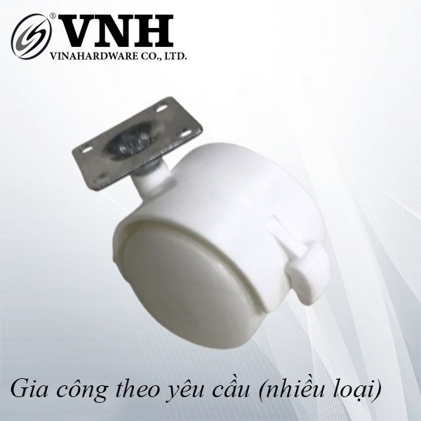 Bánh xe nhựa, loại đế vuông, có khóa, màu trắng Vinahardware - CT8246CK