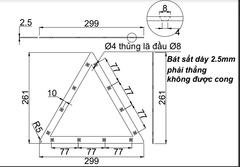 Pat (bas) sắt tam giác, sơn đen mờ Vinahardware - VNH22025205B