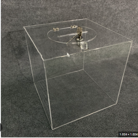 Thùng từ thiện mica kích thước 400x400x2.5