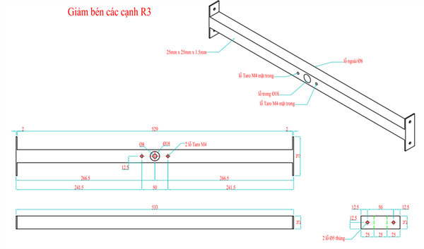 Thanh sắt, sơn đen mờ Vinahardware - VNH5337525B