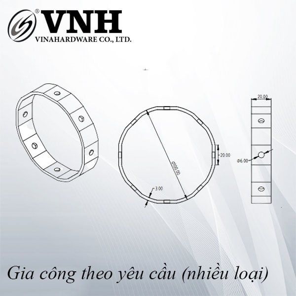 Vòng bát giác, sơn đen cát-VNH1003B