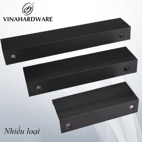 Tay nắm âm tủ nhôm, hàng loại nhẹ, màu đen Vinahardware -HD06D1000