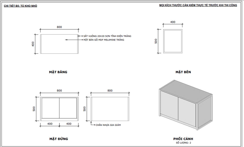 Tủ kho nhỏ, sơn trắng - VNH500800W