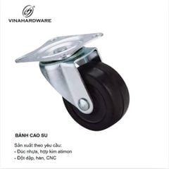 Bánh xe cao su đế bằng, không khóa Vinahardware - CT1013KK