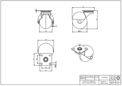Bánh xe cầu tròn, loại đế vuông, không khóa, màu trắng Vinahardware - CT6040KK