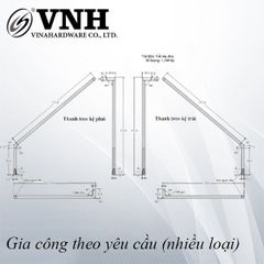 Thanh treo kệ 178x59x222x6mm, sơn đen - VNH17859222T