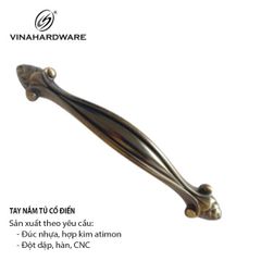 Tay nắm tủ đuôi hoa, màu vàng đồng-HD02850D96