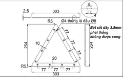 Pat (bas) sắt tam giác, sơn đen mờ Vinahardware - VNH22025205B