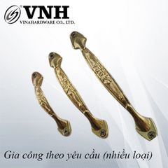 Tay nắm hoa văn 128mm, bắt vít ngoài, màu vàng kim - HD0060V128