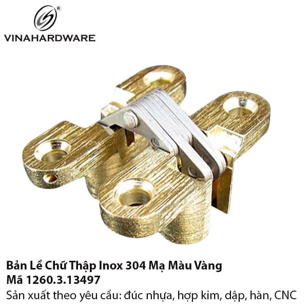 Phụ Kiện Bản Lề Chữ Thập Inox 304 Mạ Màu 24K - Mã 1260.3.13497