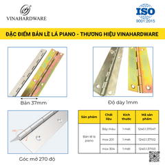 Bản lề lá piano inox 201 – Mã 1240.1.37102